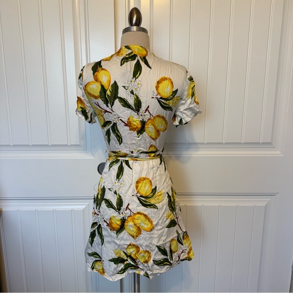 Lulus A La Tart White and Yellow Lemon Print Wrap Dress - Picture 3 of 8